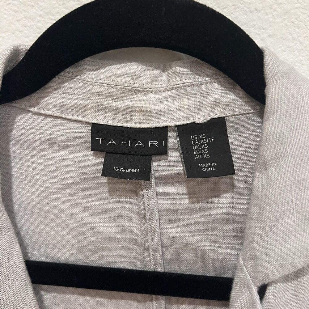 Tahari 100% Linen Unstructured Button Front Women… - image 2